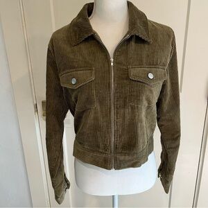 Lost + Wander Olive Corduroy Cropped Jacket Medium